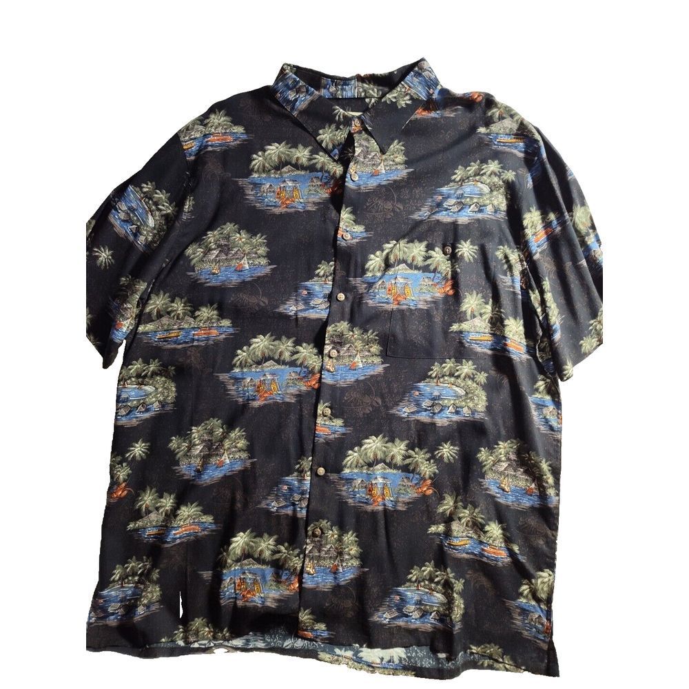 Batik Bay Mens Hawaiian Camp Aloha Shirt 2XL Palms 842